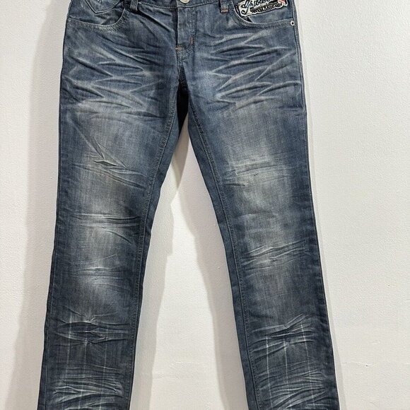 Haori Women's Blue Slim‎ Leg Boot Cut Jeans Cotton Blend Size 26 - Picture 1 of 11